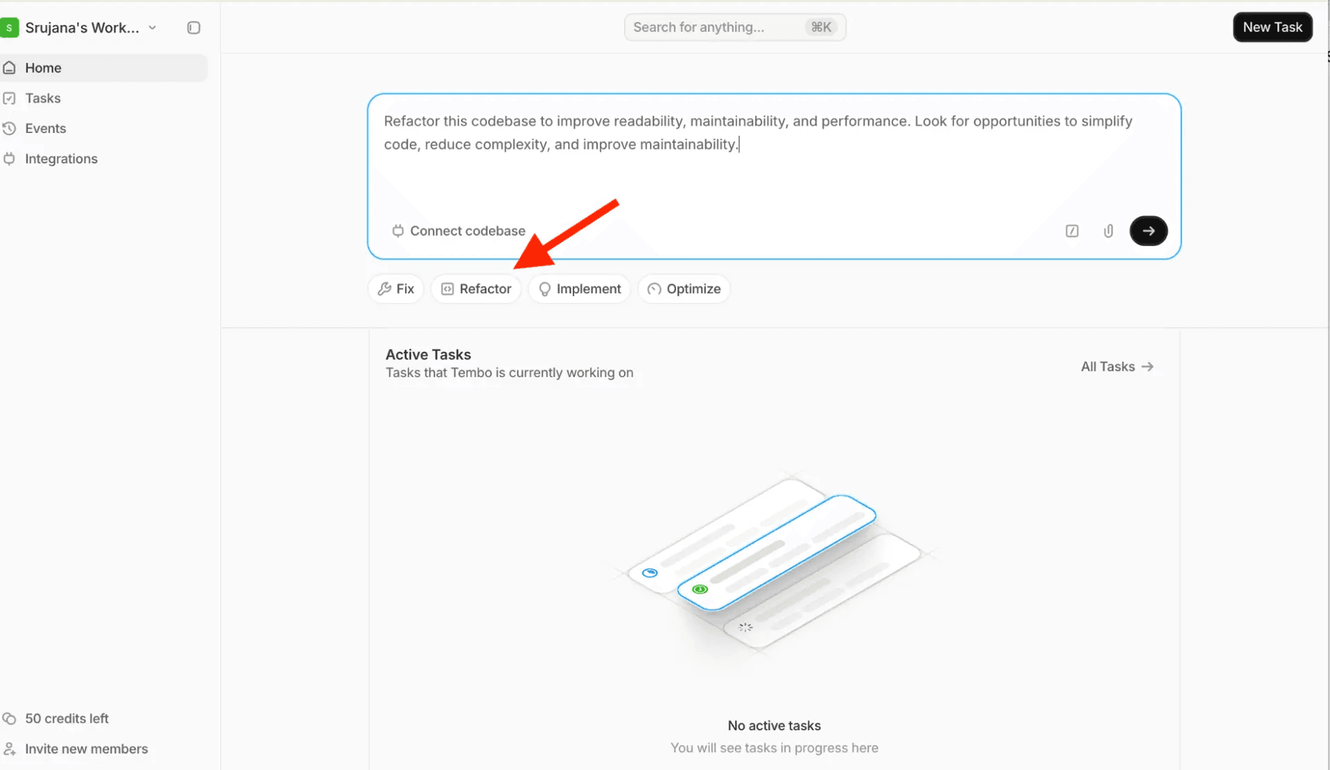 Tembo refactor screenshot
