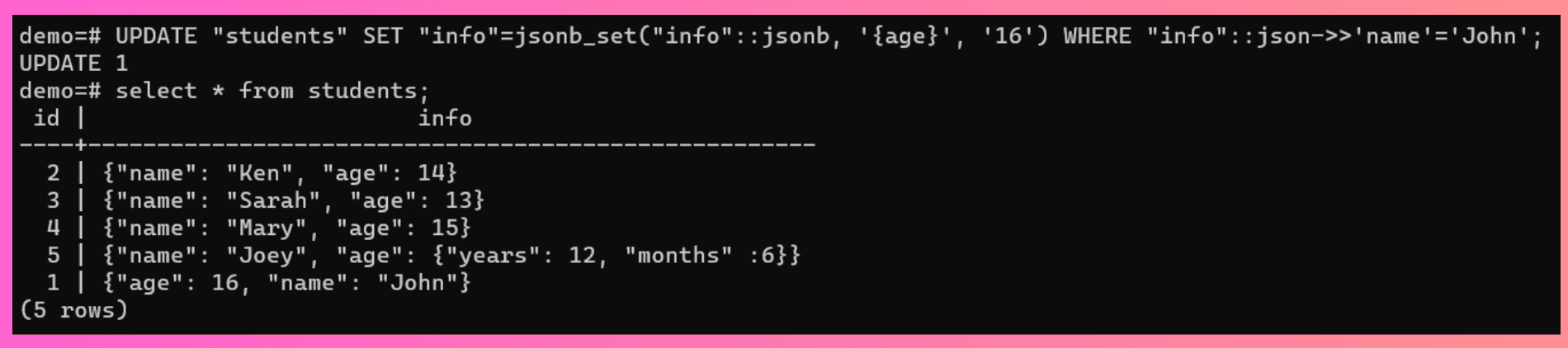 JSON Update