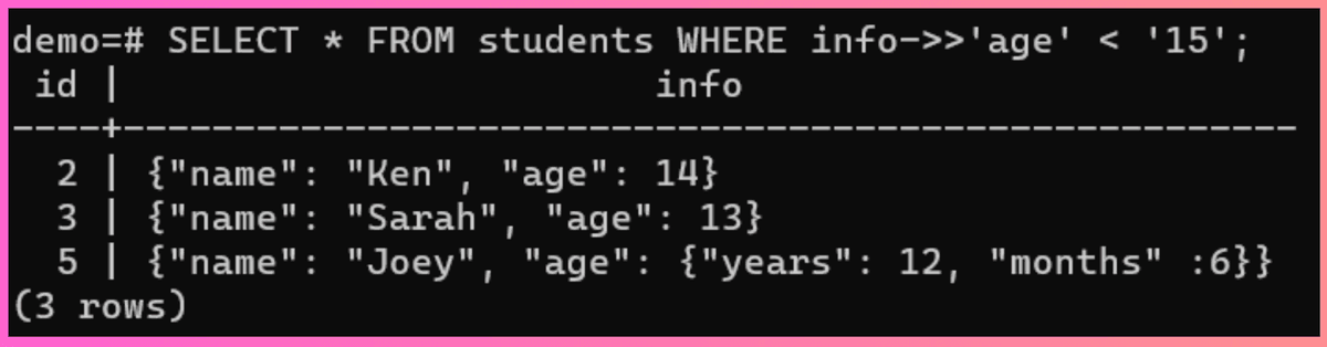 JSON Where Clause